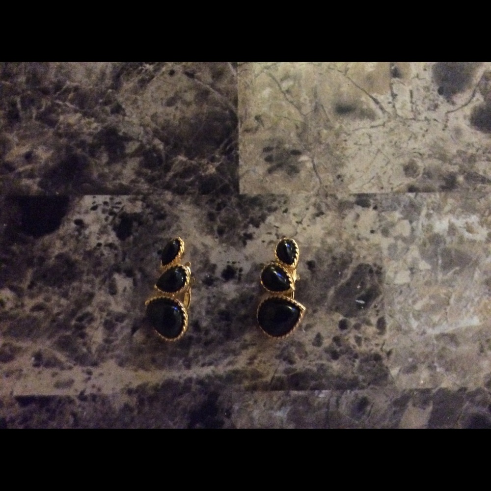 Black and gold clip earrings